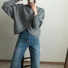 Load image into Gallery viewer, High-Neck Asymmetrical Sweater
