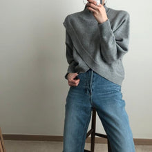 Load image into Gallery viewer, High-Neck Asymmetrical Sweater