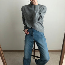Load image into Gallery viewer, High-Neck Asymmetrical Sweater