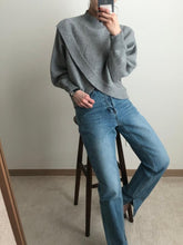 Load image into Gallery viewer, High-Neck Asymmetrical Sweater
