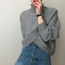Load image into Gallery viewer, High-Neck Asymmetrical Sweater