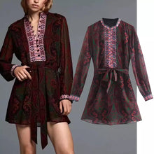 Load image into Gallery viewer, Ethnic Vintage Paisley Blouse Mini Dress