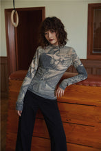 Load image into Gallery viewer, Vintage Renaissance Bodycon Print Top Turtleneck