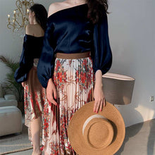 Load image into Gallery viewer, Satin One Shoulder Lantern Sleeve Blouses - Pretty Fashionation