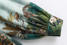 Load image into Gallery viewer, Vintage Ink Painting Animal Leaves Smock Blouse - Pretty Fashionation