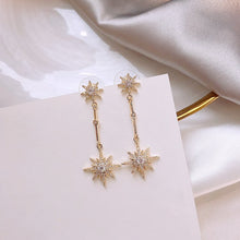Load image into Gallery viewer, Celestial Holly Star Crystal Long Earrings - Pretty Fashionation
