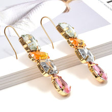 Load image into Gallery viewer, Geometric Colorful Clear Crystals Rhinestone Long Drop Earrings - Pretty Fashionation