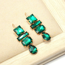 Load image into Gallery viewer, Geometric Colorful Clear Crystals Rhinestone Long Drop Earrings - Pretty Fashionation