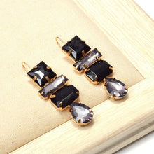 Load image into Gallery viewer, Geometric Colorful Clear Crystals Rhinestone Long Drop Earrings - Pretty Fashionation