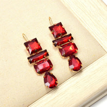 Load image into Gallery viewer, Geometric Colorful Clear Crystals Rhinestone Long Drop Earrings - Pretty Fashionation