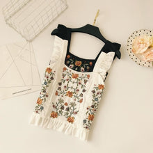 Load image into Gallery viewer, Bohemian Flower Embroidery Sleeveless Ruffles Blouse - Pretty Fashionation