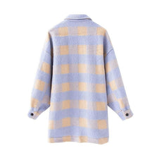 Load image into Gallery viewer, Vintage Oversized Plaid Checked Woolen Pocket Jacket - Pretty Fashionation