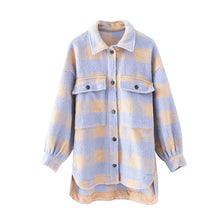 Load image into Gallery viewer, Vintage Oversized Plaid Checked Woolen Pocket Jacket - Pretty Fashionation