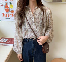 Load image into Gallery viewer, Vintage Sweet Floral Chiffon Ruffles Blouse - Pretty Fashionation