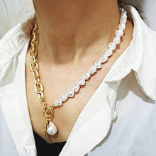Load image into Gallery viewer, Vintage Irregular Pearl Lock Chains Necklace - Pretty Fashionation