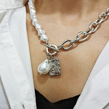 Load image into Gallery viewer, Vintage Irregular Pearl Lock Chains Necklace - Pretty Fashionation