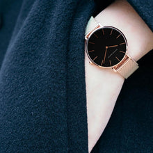 Load image into Gallery viewer, Ariana Black Rose Gold Watch Bracelet Set