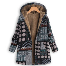 Load image into Gallery viewer, Vintage Fleece Loose Hooded Floral Parka Coat