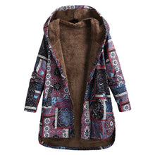 Load image into Gallery viewer, Vintage Fleece Loose Hooded Floral Parka Coat