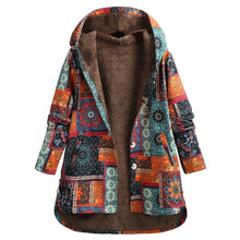 Load image into Gallery viewer, Vintage Fleece Loose Hooded Floral Parka Coat