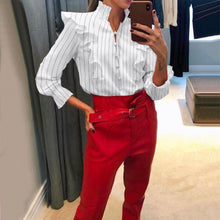 Load image into Gallery viewer, Oversize Long Flare Sleeve Ruffles Blouse Shirt - Pretty Fashionation