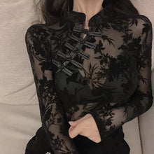 Load image into Gallery viewer, Cheongsam Mandarin Collar Embroidered Lace Blouse