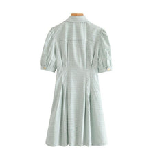 Load image into Gallery viewer, Chic Vintage Puff Sleeves Plaid Mini Dress - Pretty Fashionation