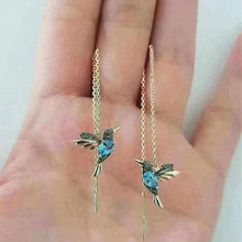 Load image into Gallery viewer, Gold-plated Hummingbird Crystal Drop Tassel Earrings - Pretty Fashionation