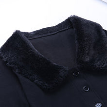 Load image into Gallery viewer, Fluffy Fur Collar Button Cropped Sweater
