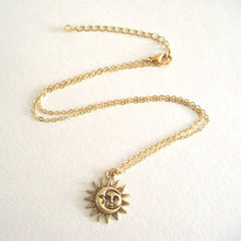 Load image into Gallery viewer, Dainty Gold/Silver Sun and Moon Charm Pendant Necklace - Pretty Fashionation