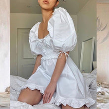 Load image into Gallery viewer, Vintage Puff Sleeve Ruffle Mini Dress - Pretty Fashionation