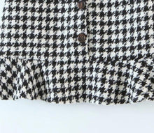 Load image into Gallery viewer, Vintage Houndstooth Print Hem Ruffles Skirt - Pretty Fashionation