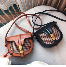 Load image into Gallery viewer, Retro Plaid Saddle Crossbody Messenger Bag - Pretty Fashionation