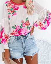 Load image into Gallery viewer, Boho Rose Floral Chiffon Blouse - Pretty Fashionation