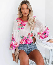 Load image into Gallery viewer, Boho Rose Floral Chiffon Blouse - Pretty Fashionation