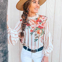 Load image into Gallery viewer, Boho Rose Floral Chiffon Blouse - Pretty Fashionation