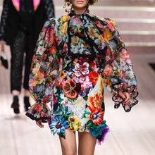 Load image into Gallery viewer, Designer Floral Bowknot Flare Sleeve Chiffon Lace Blouse - Pretty Fashionation