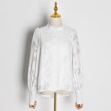 Load image into Gallery viewer, Vintage Pearl Lace Lantern Sleeves Blouse
