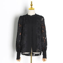 Load image into Gallery viewer, Vintage Pearl Lace Lantern Sleeves Blouse