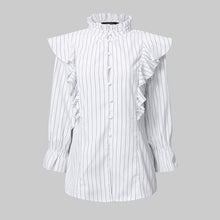 Load image into Gallery viewer, Oversize Long Flare Sleeve Ruffles Blouse Shirt - Pretty Fashionation