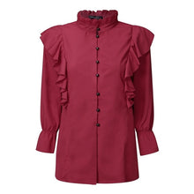 Load image into Gallery viewer, Oversize Long Flare Sleeve Ruffles Blouse Shirt - Pretty Fashionation