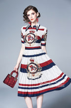 Load image into Gallery viewer, Vintage Chic Pleated Brocade Midi Dresses