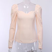 Load image into Gallery viewer, Vintage Puff Sleeve Square V-neck Blouse