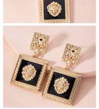 Load image into Gallery viewer, Trendy Geometric Lion Head Dangle Earrings - Pretty Fashionation