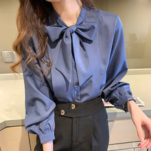 Load image into Gallery viewer, Retro Lady Bow Chiffon Blouse - Pretty Fashionation