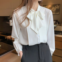 Load image into Gallery viewer, Retro Lady Bow Chiffon Blouse - Pretty Fashionation