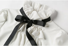 Load image into Gallery viewer, White Chiffon Butterfly Sleeve Ruffles Bow Blouse - Pretty Fashionation