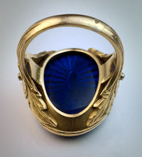 Load image into Gallery viewer, Vintage Gothic Renaissance Pearl Blue Enamel Ring