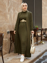 Load image into Gallery viewer, Two Piece Modest Knitwear Dress Cardigan Set
