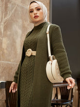 Load image into Gallery viewer, Two Piece Modest Knitwear Dress Cardigan Set